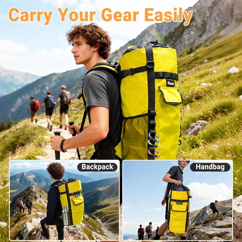 Keepark Store Rock Climbing Rope Storage Bag - Large Capacity Tree Rope Storage Backpack, Waterproof Oxford Outdoor Climbing Rope Bag With Adjustable Shoulder Straps - Yellow - Image 2